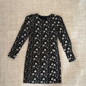 Club Monaco Floral Black and White Long Sleeve Dress